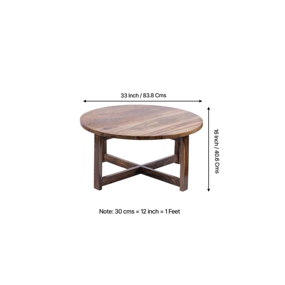 Nashville Sheesham Wood 4 Seater Coffee Table Set In Teak Finish Brown Sparkle Velvet Cushion
