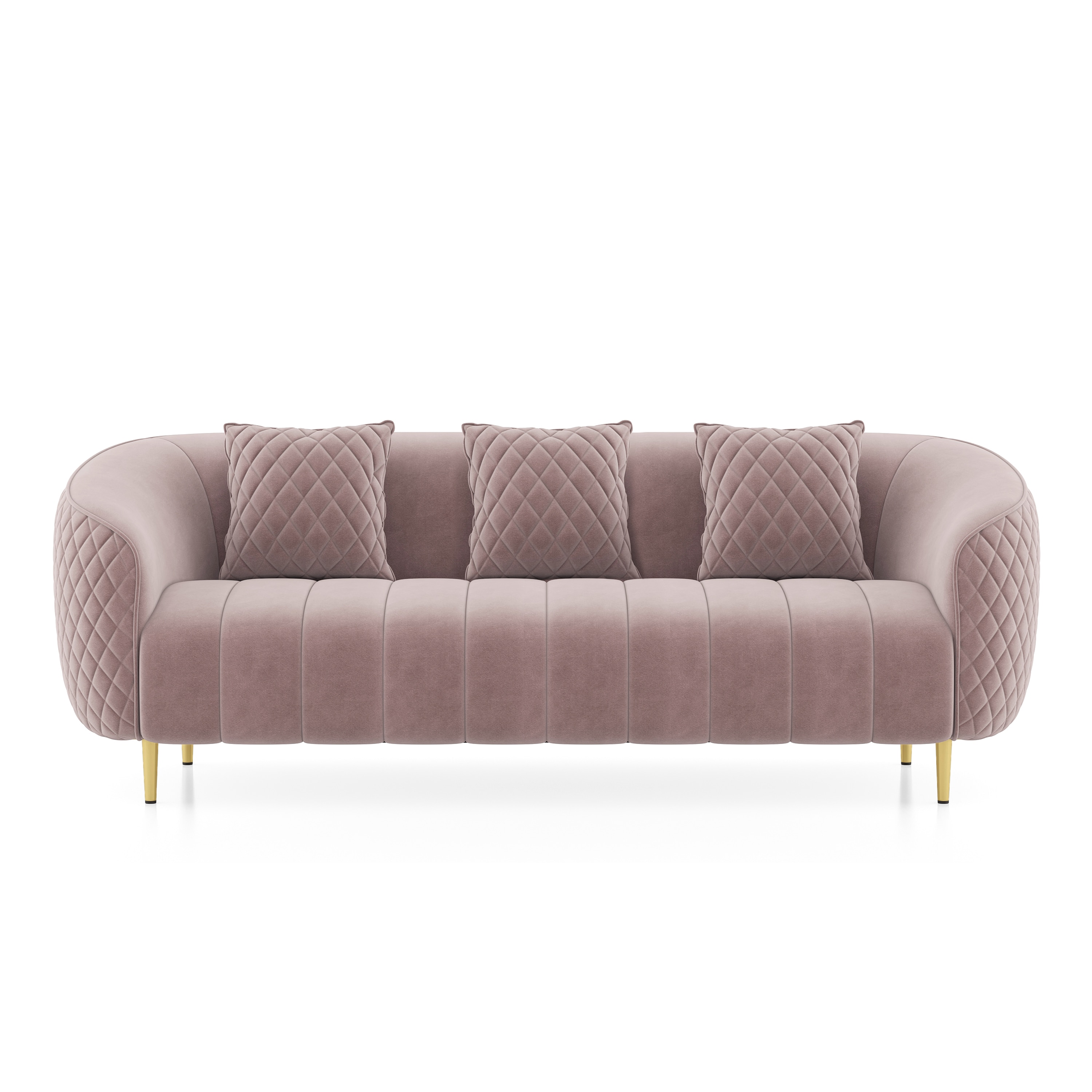 Amora 3 Seater Fabric Sofa in Faded Lilac Pink Velvet