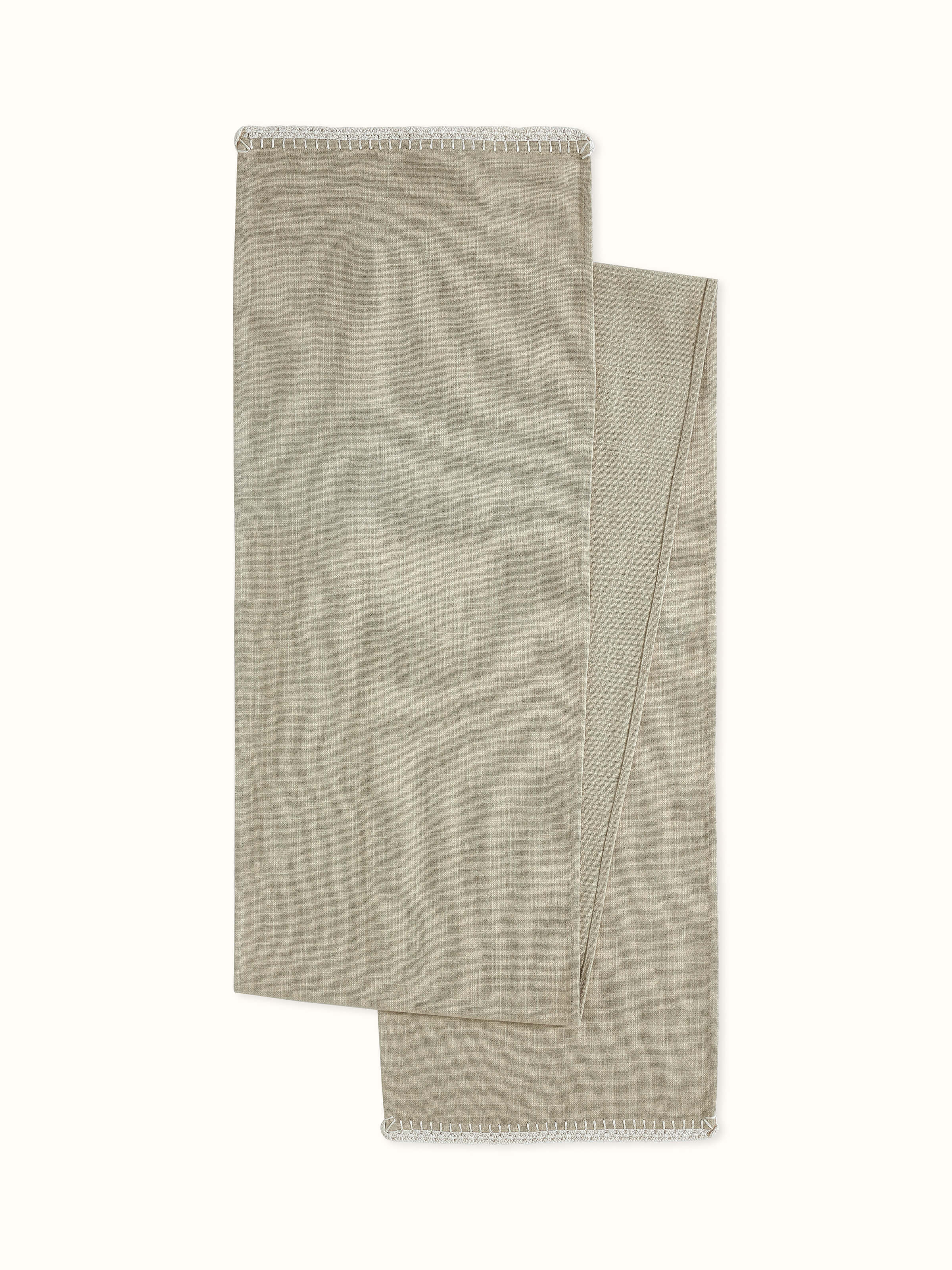 Nityam Beige Cotton Slub Crochet Table Runner