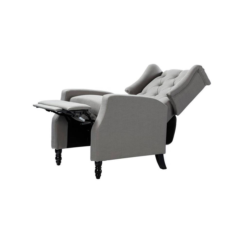 Louis Solid Wood One Seater Manual Recliner in Grey Colour