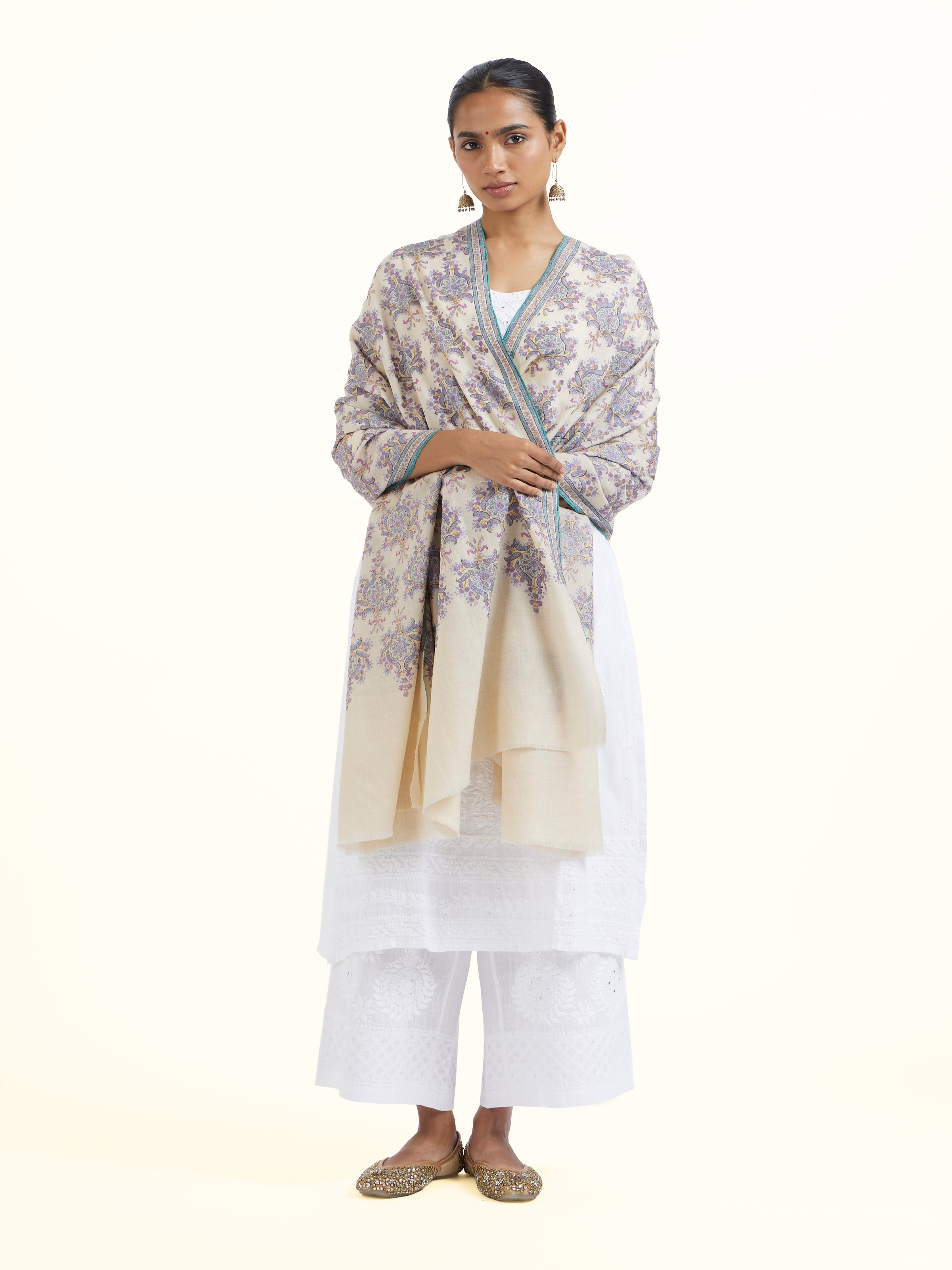 Off-white Sozni Hand Embroidered Shawl