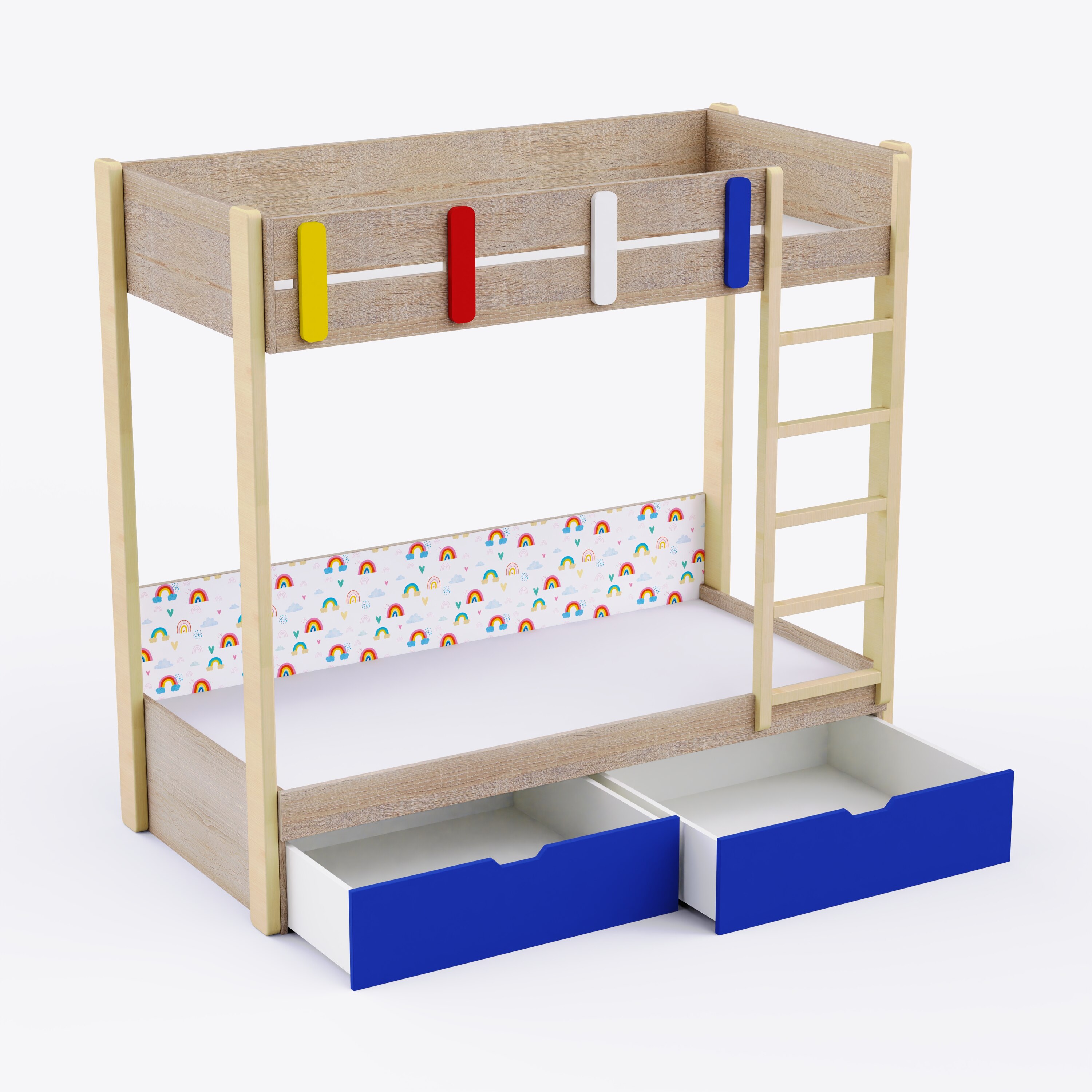 Pine Tree Single Size Bunk Bed In Electric Blue Colour
