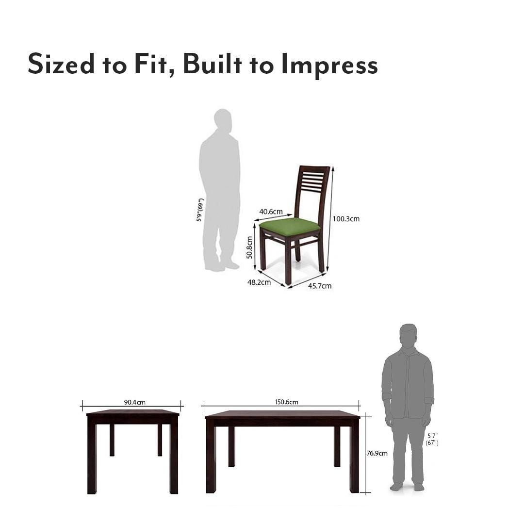 Arabia Zella Solid Wood 6 Seater Dining Table With Set Of 6 Chairs