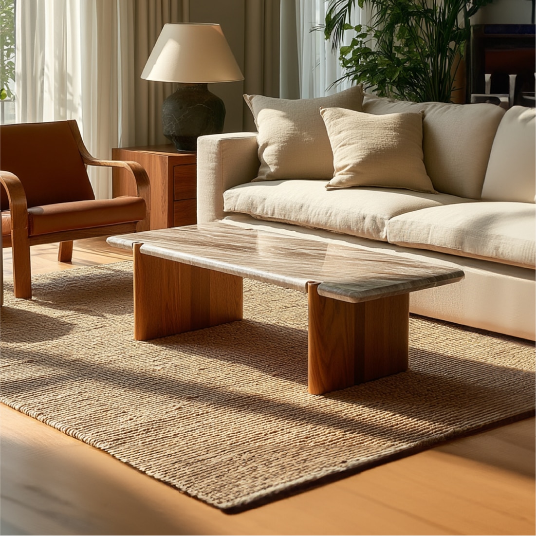Linea Solid Wood Coffee Table in Brown Colour - Orange Tree