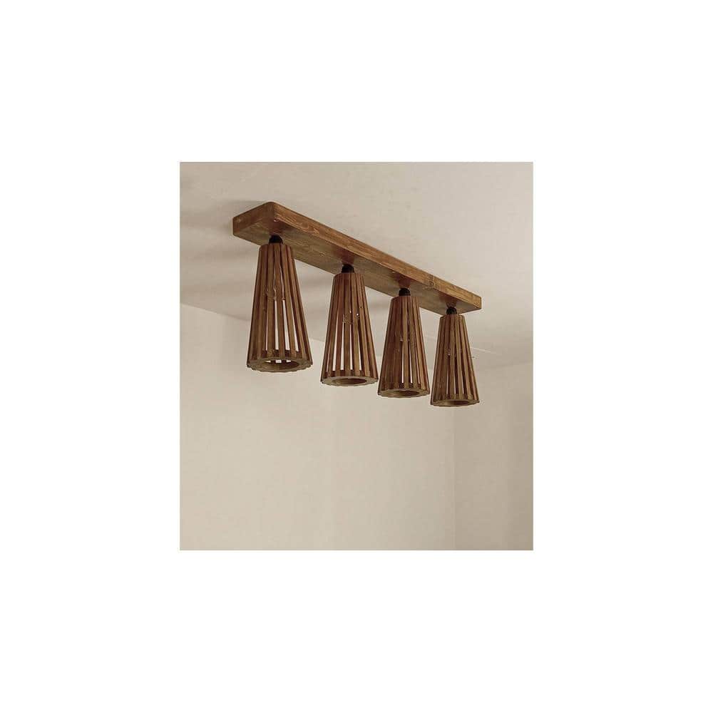 Billet Brown Solid Wood Ceiling Light
