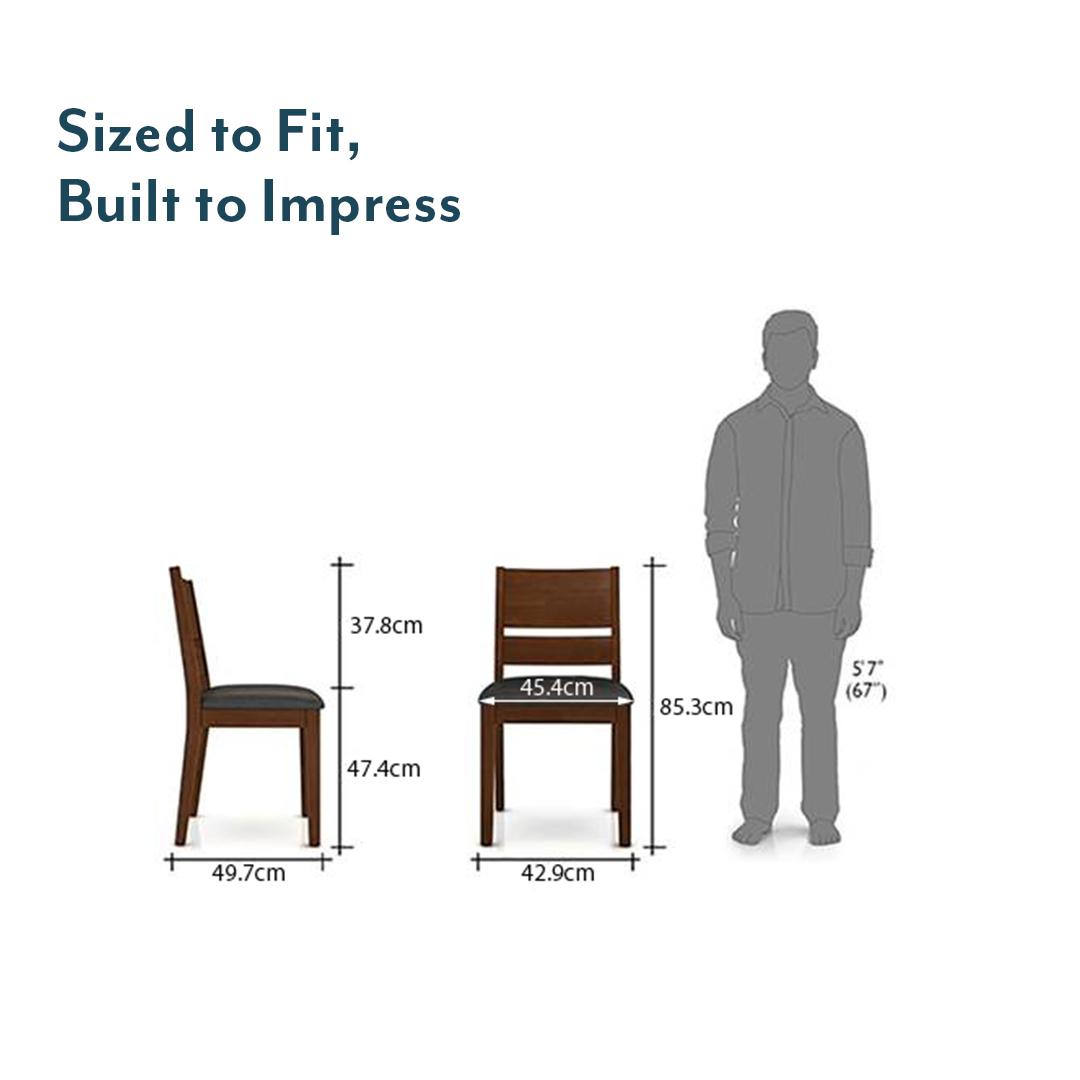 Cabalo Solid Wood Dining Chair Set Of 2 In Dark Walnut Finish