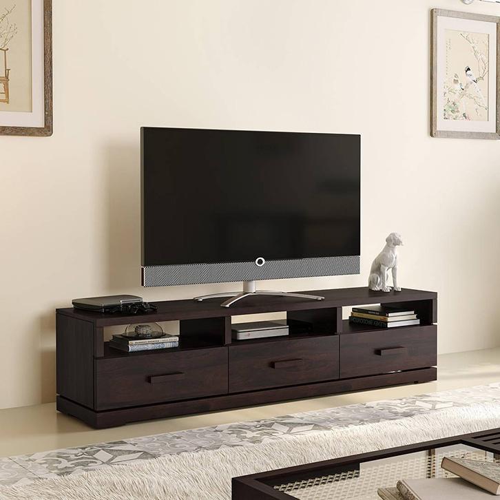 Carmond Solid Wood Free Standing TV Unit in Mahogany Finish