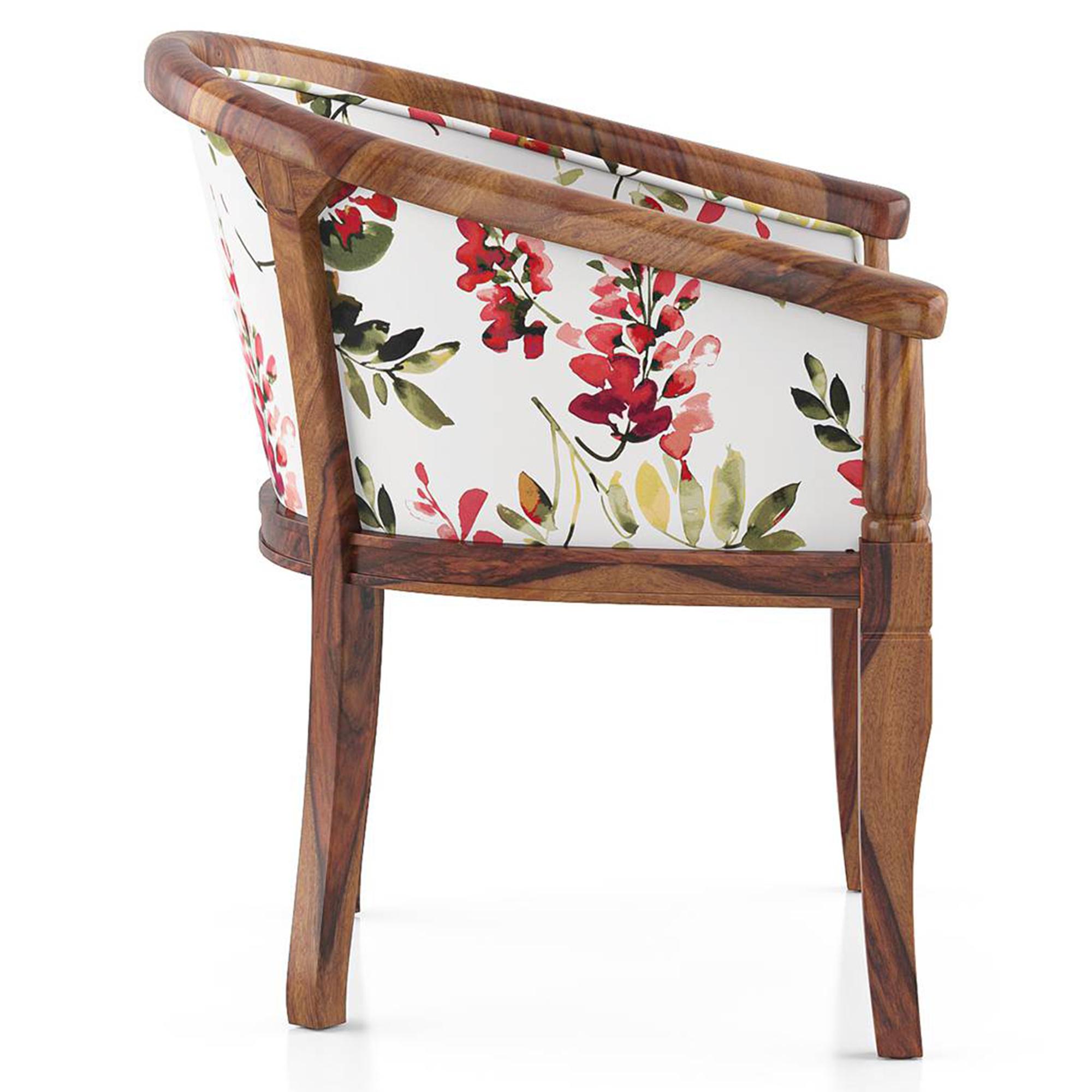 Florence Armchair in Carmine Cassia Colour and Teak Finish