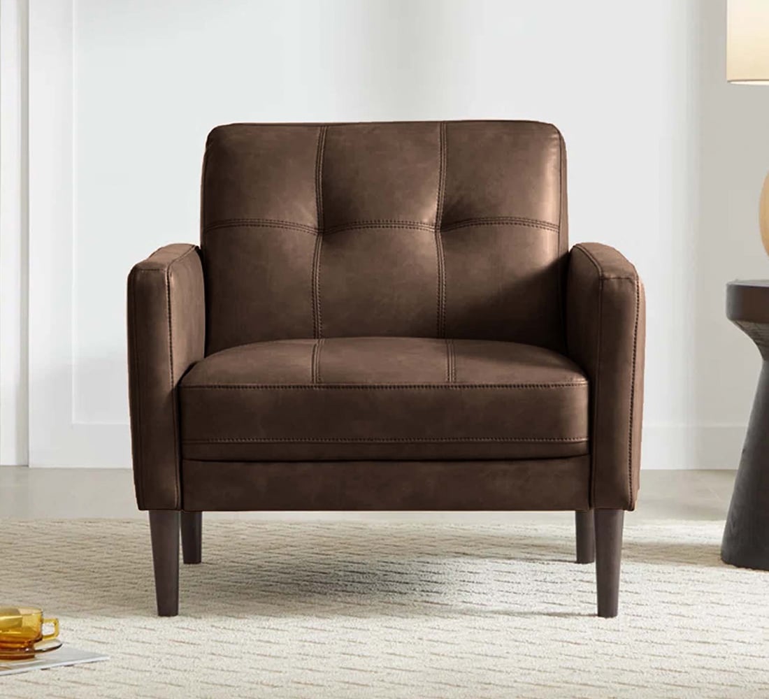 Clark PU Leather Armchair- Dark Brown