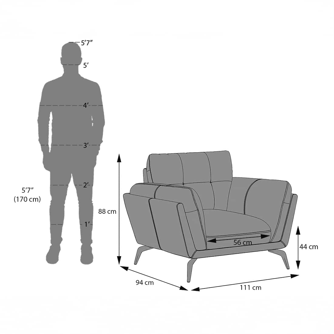 Vetra 1 Seater Leather Sofa In White