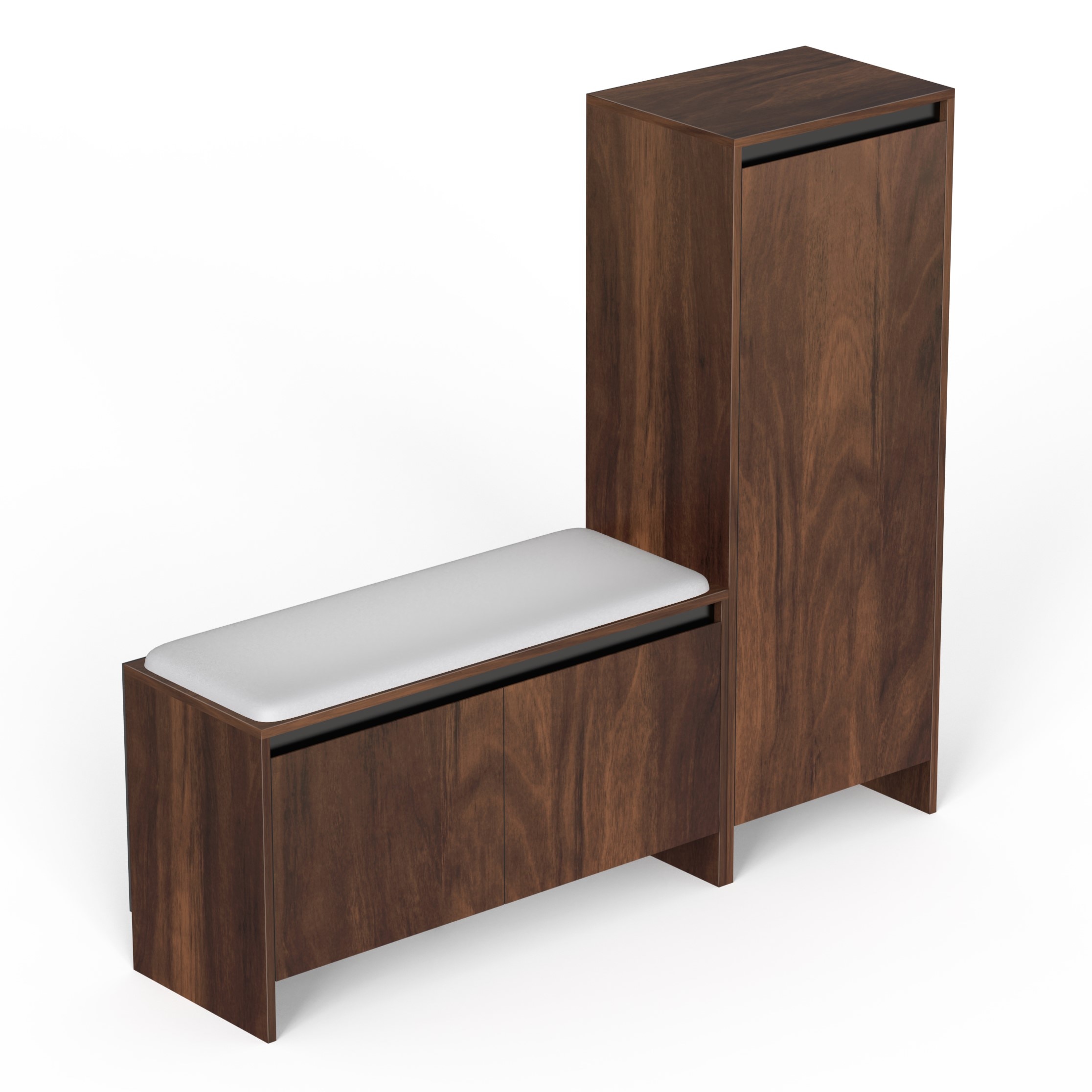 BLUEWUD Mavis Multipurpose Wooden Shoe Rack with Cushioned Seating & Tall Storage Cabinet Organiser, Slipper Footwear Stand for Living Room Home, 20 Pairs DIY (Brown Maple) (Mavis Multipurpose Combo)