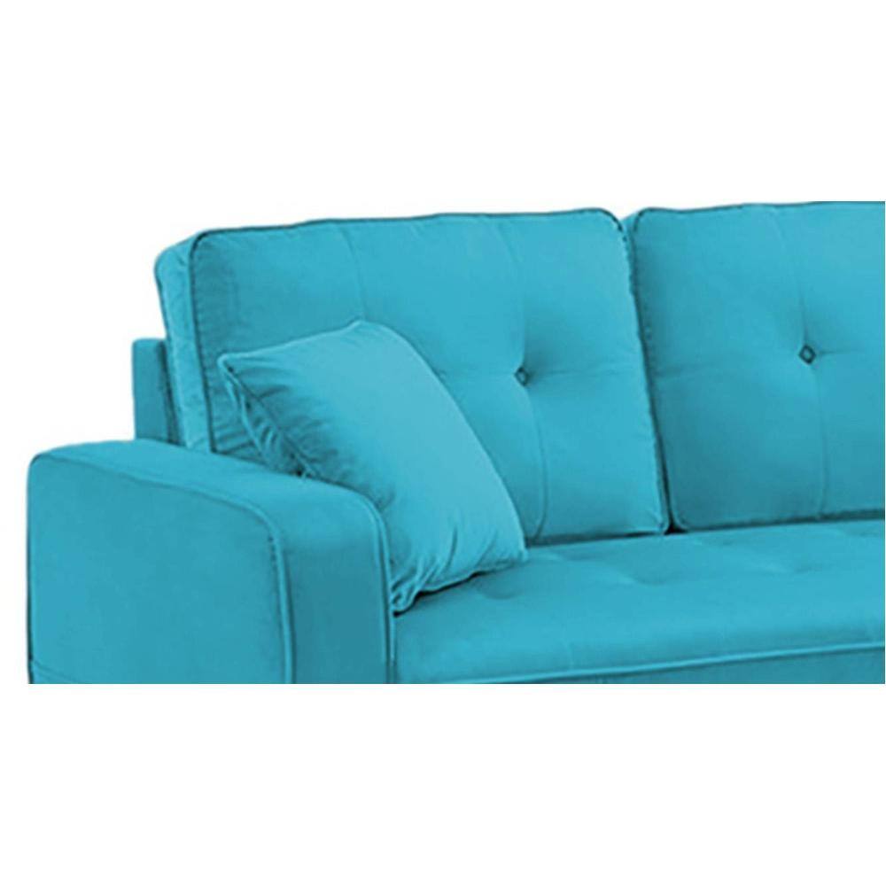 Jacob Solid Wood Sofa cum Bed in Turquoise