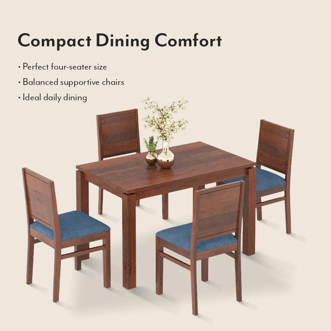 Atlas Solid Wood 4 Seater Dining Table With Atlas Dining Chair Set