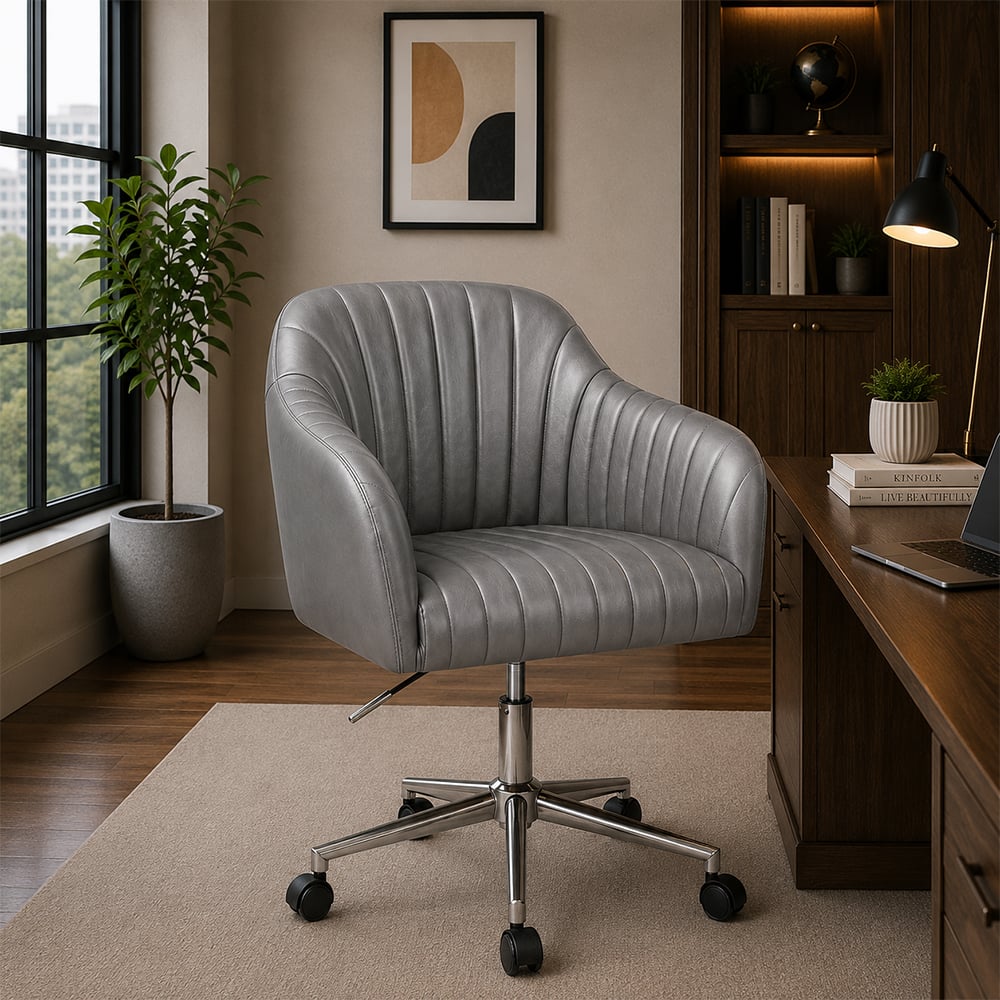Doe Buck Colm Modern Grey Leatherette Office Chair