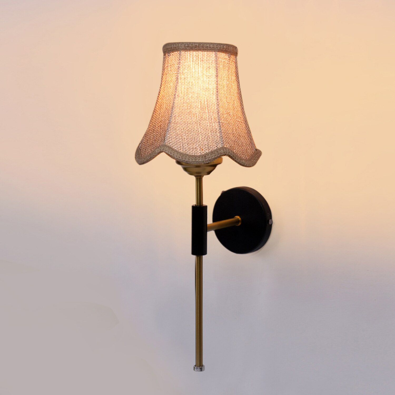 Devansh Metal Wall Mounted Lamp With Beige Jute Shade
