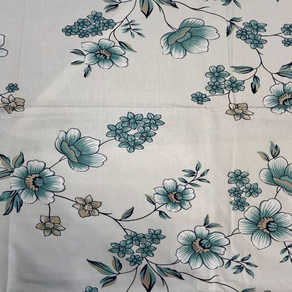 White Floral 400 TC Cotton Flat Queen Size Bedsheet With 2 Pillow Covers From Threads