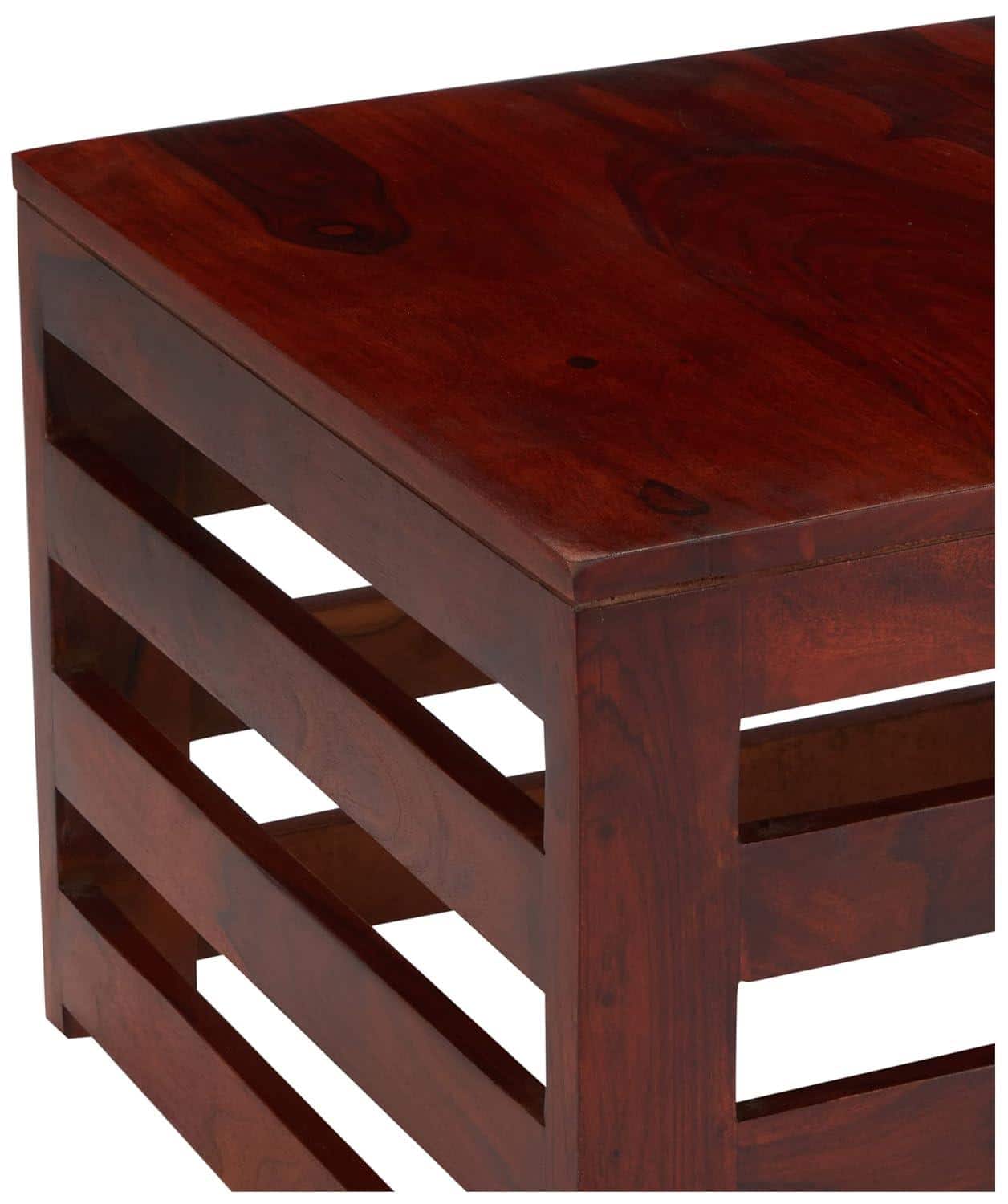 Kingsville Sheesham Wood Contemporary Square Coffee Table In Honey Finish