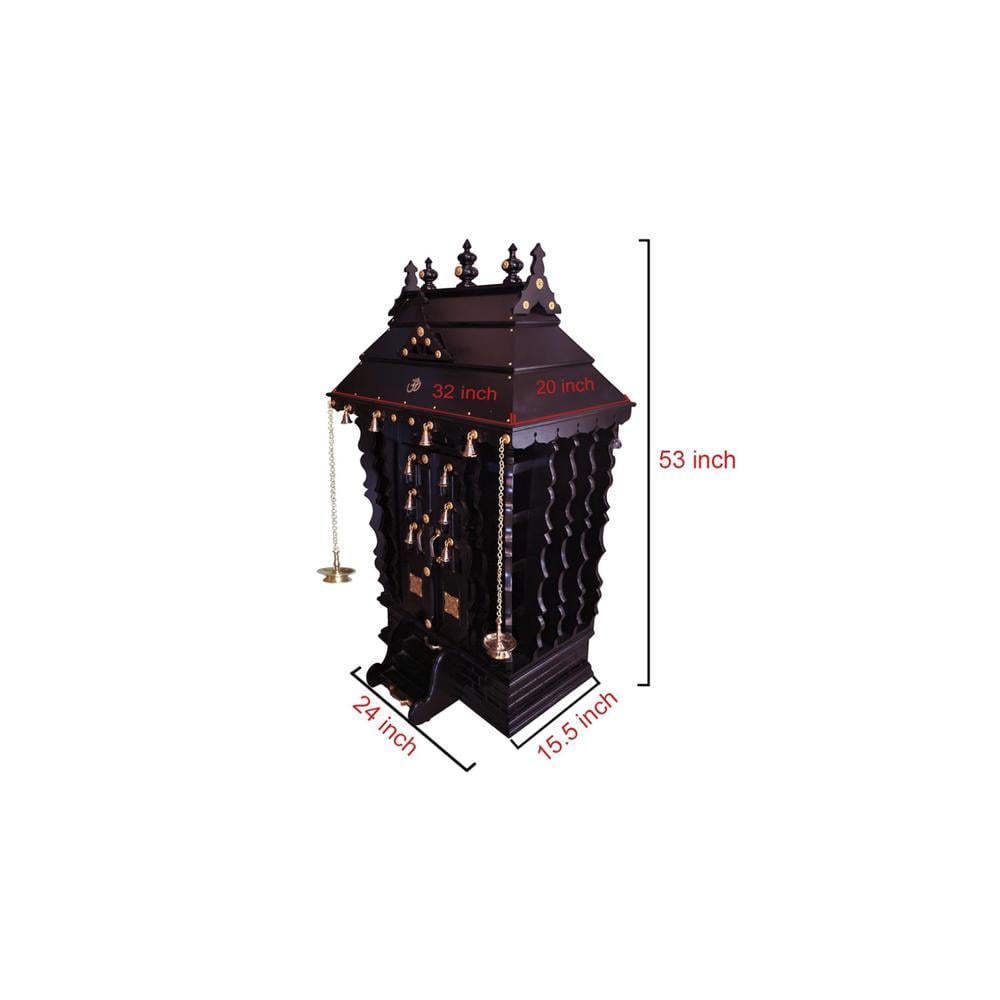 shreya solid wood prayer unit in mahagony finish