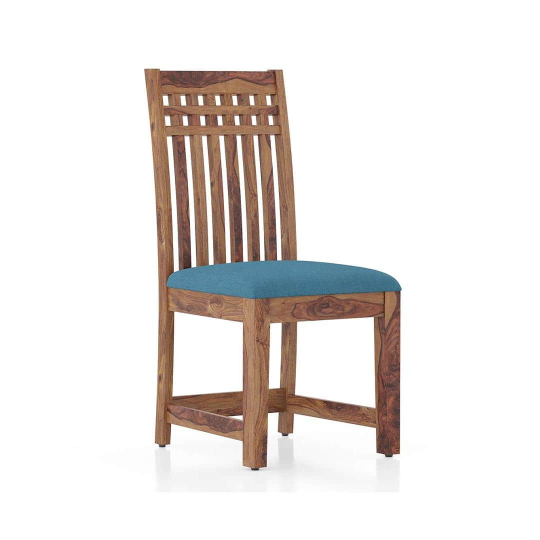 Fidora 4 Seater Dining Table With Set Of 4 Diego Dining Chairs (Colour- Midnight Indigo Blue , Finish- Teak)