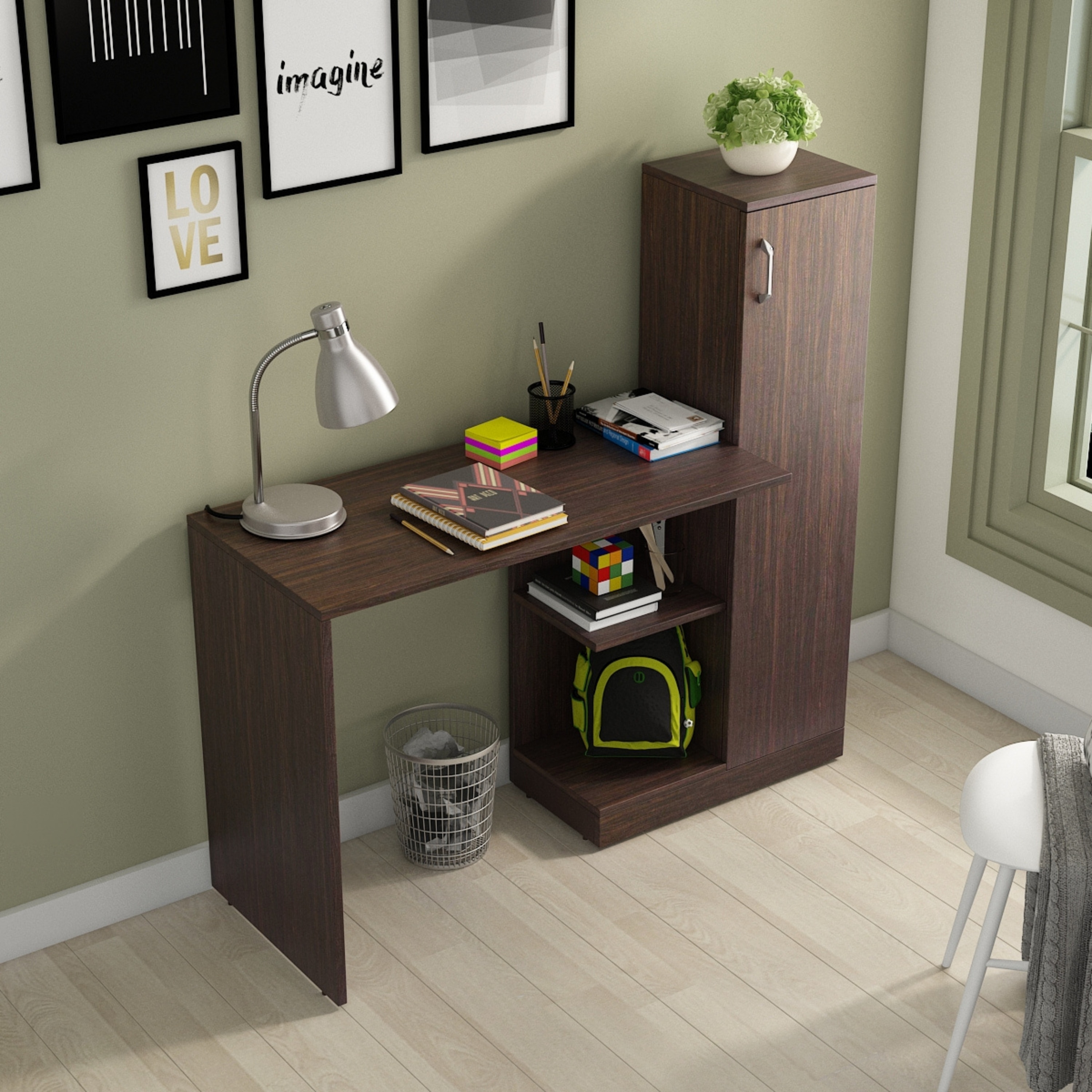 Troy Study Table Full Choco Walnut - A Globia Creations