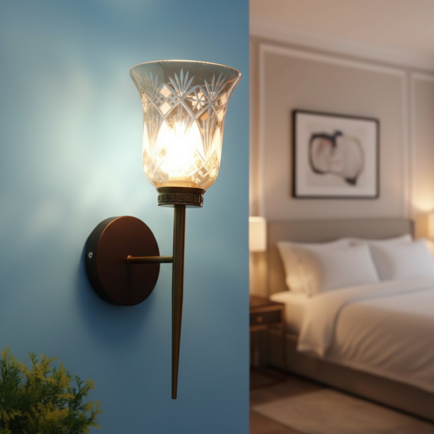 Eliante Modern Wall Lights Mild Steel, Glass & Glass Material Antique,Brown & Golden Finish - Eliante