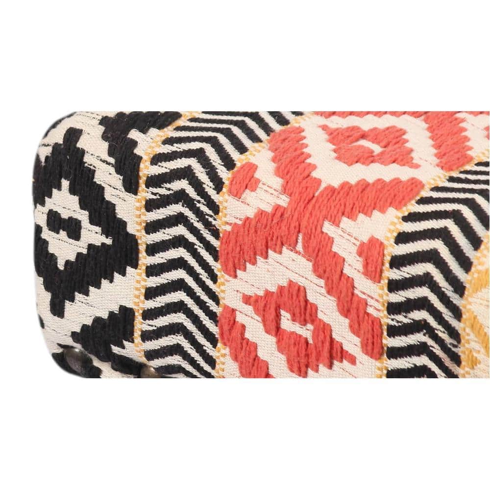 Camilla Solid Wood 2 Seater Bench In Stripe Multi Colour Jackard Fabric