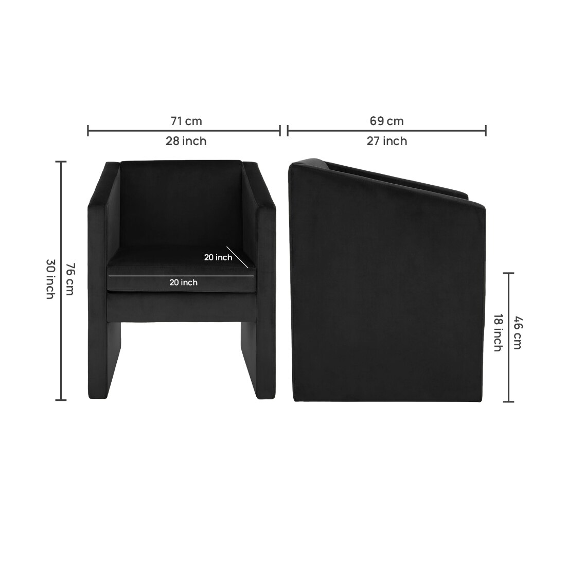 Shuntina Accent Velvet Chair in Black Colour