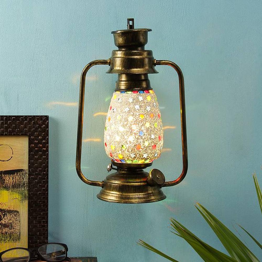 Finley Multicolor Metal Wall Mounted Lantern Lamp