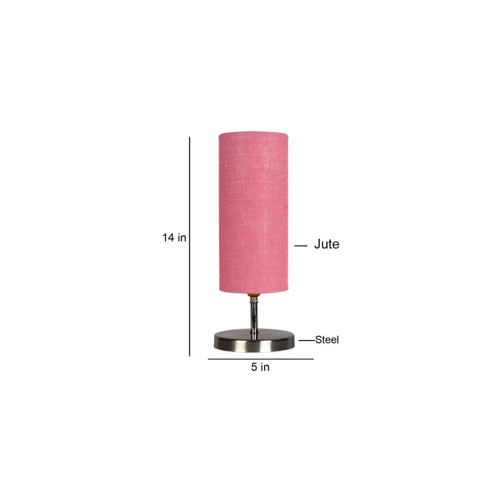Pink Jute table lamp with Steel Base -50