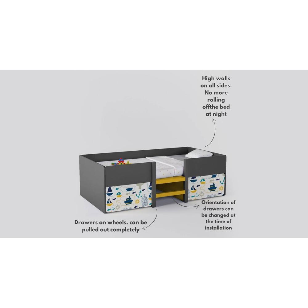 Step Up Engineered Wood Box Storage Bed in Light Grey Colour