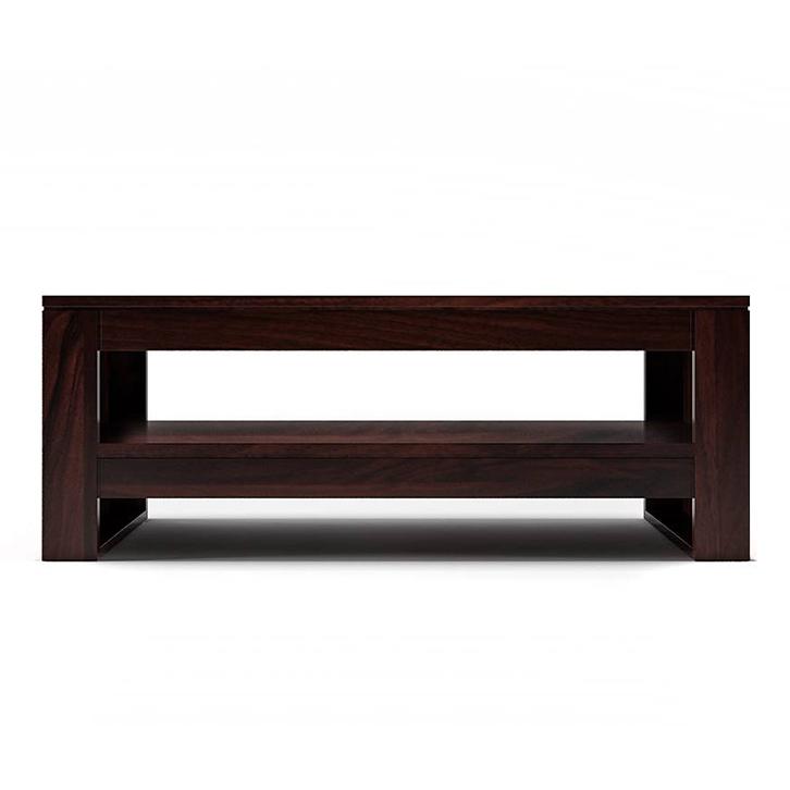 Epsilon Rectangular Solid Wood Coffee Table In Mahogany Finish
