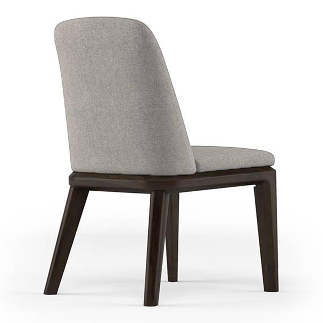 Taarkashi Solid Wood Dining Chair Set Of 2 In Ameican Walnut Finish With Gainsboro Grey Fabric Colour
