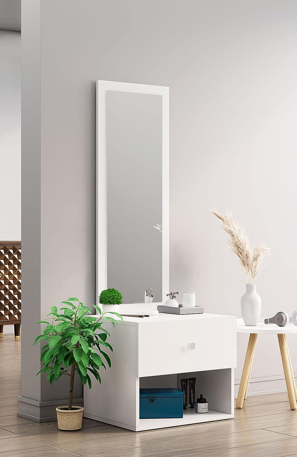 Hexa Red Engineered Wood Dressing Table in Frosty White Colour - HexaRed