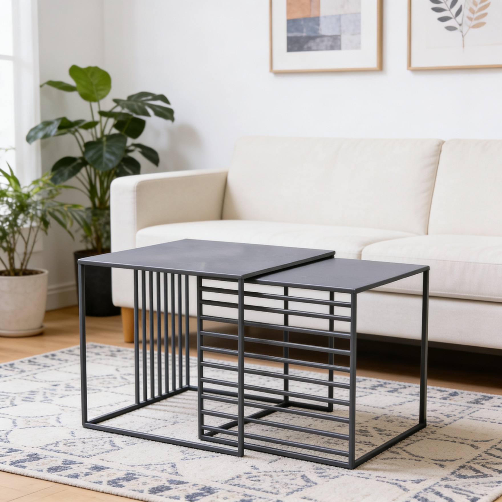 Black Square Nesting Side Table - Handicrafts Town