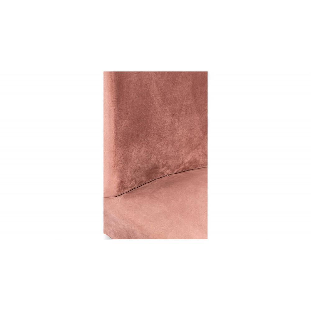 Rosslyn wood Dining Chair in Coral Pink Velvet Upholstery with TEAK FINISH