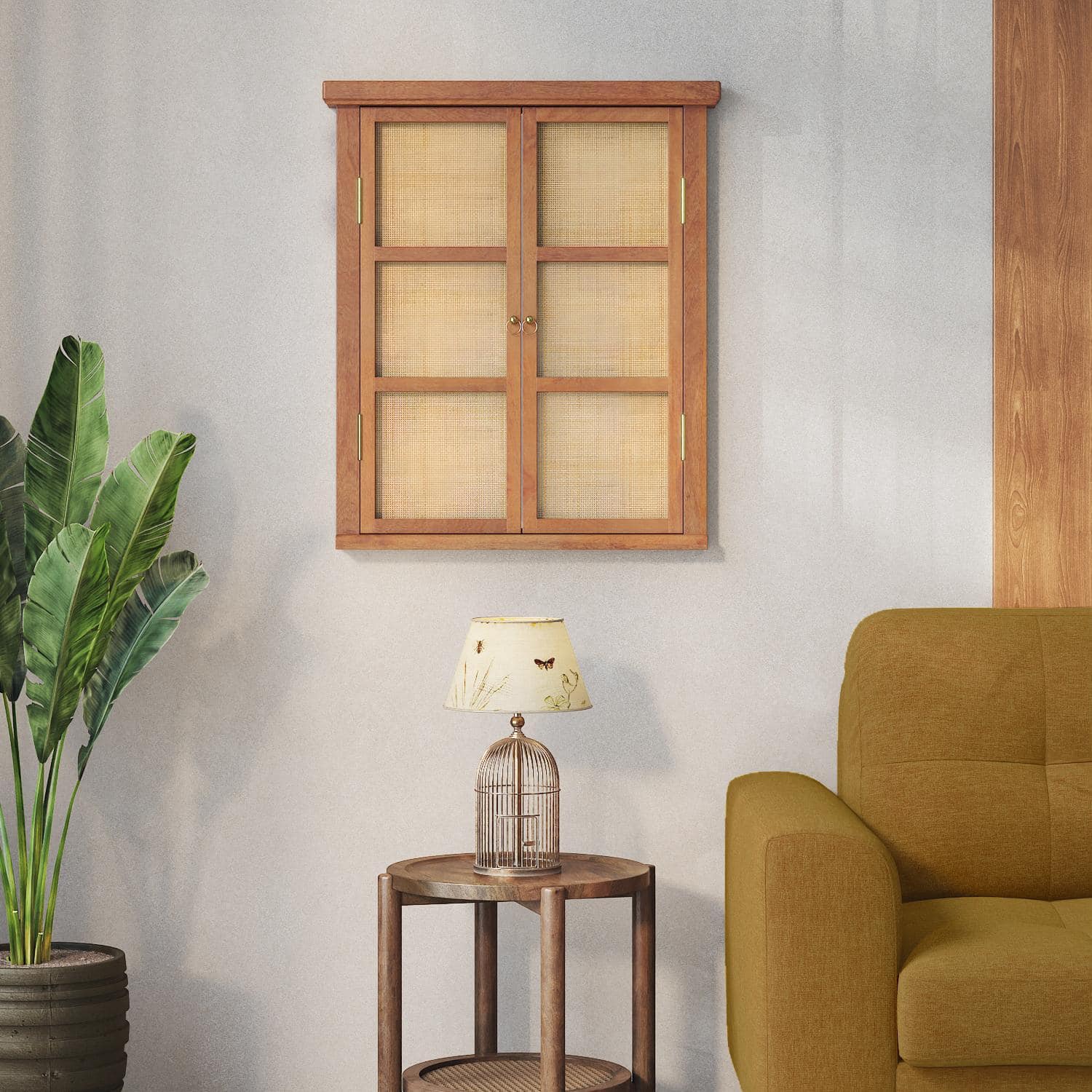 Asa Solid Wood Mirror in Amber Walnut Finish