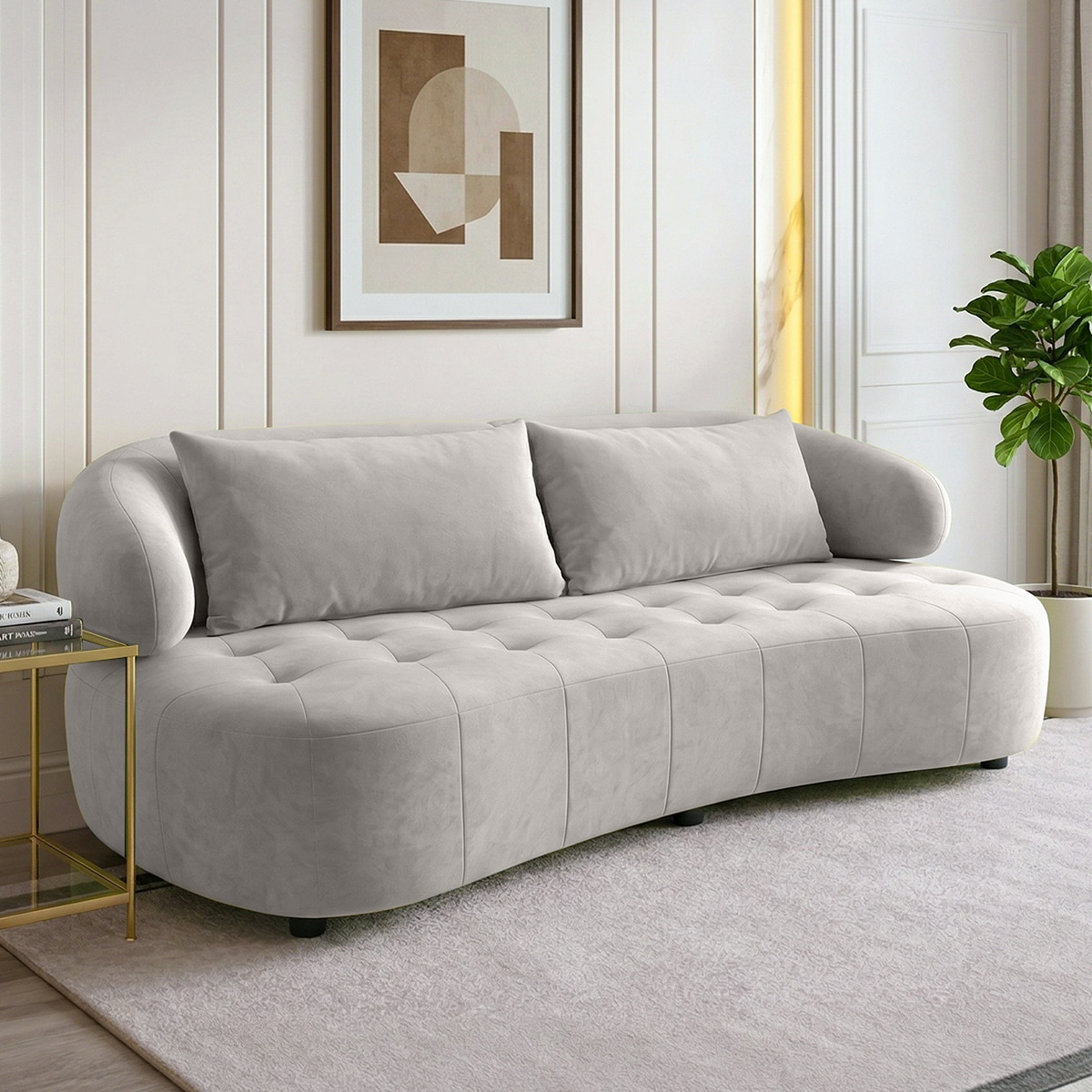 Henry Velvet 3 Seater Sofa Grey Color - Home Lifestylez