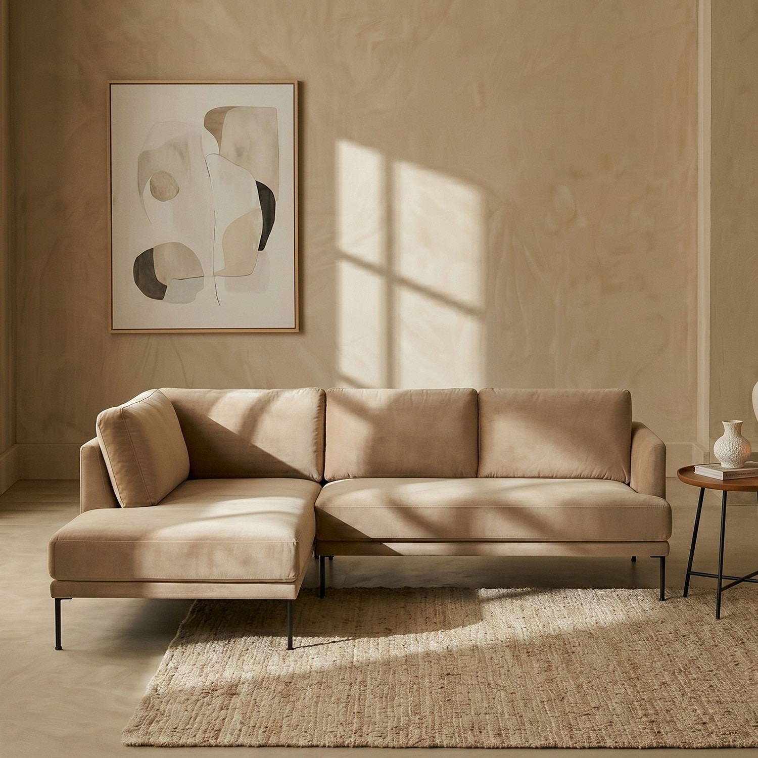 Modernelegance Wood Right Aligned 3-Seater With Upholstery Non Storage Sofa In Brown Colour - Nestroots