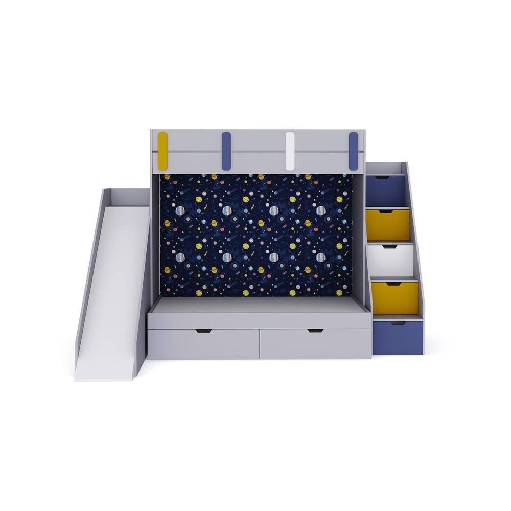 Sleep Nâ€™ Slide Bunk Bed with Slide and Storage in Grey Colour BKBB023