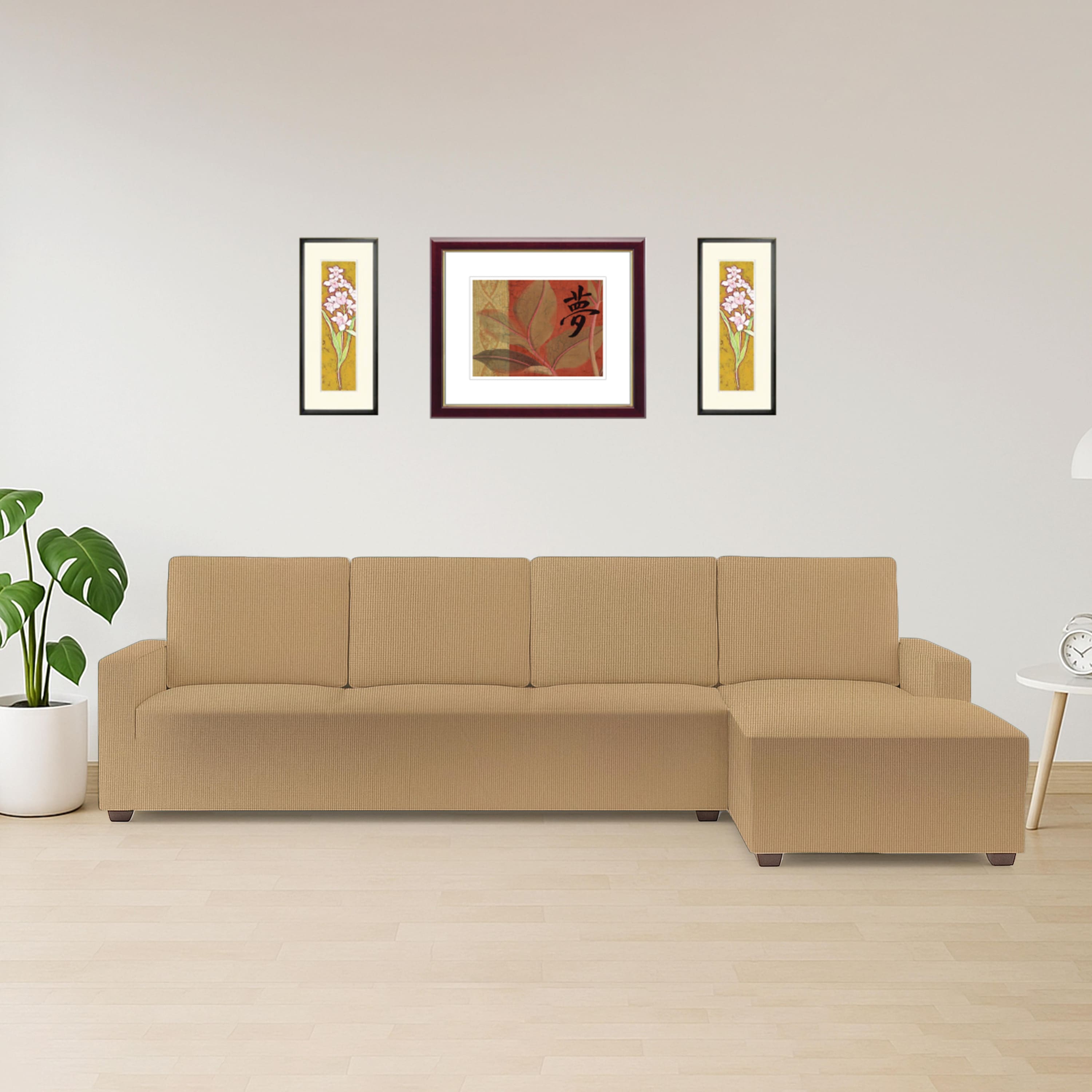 Right Aligned 3 Seater Right Aligned Chaise Golden Sofa Cover