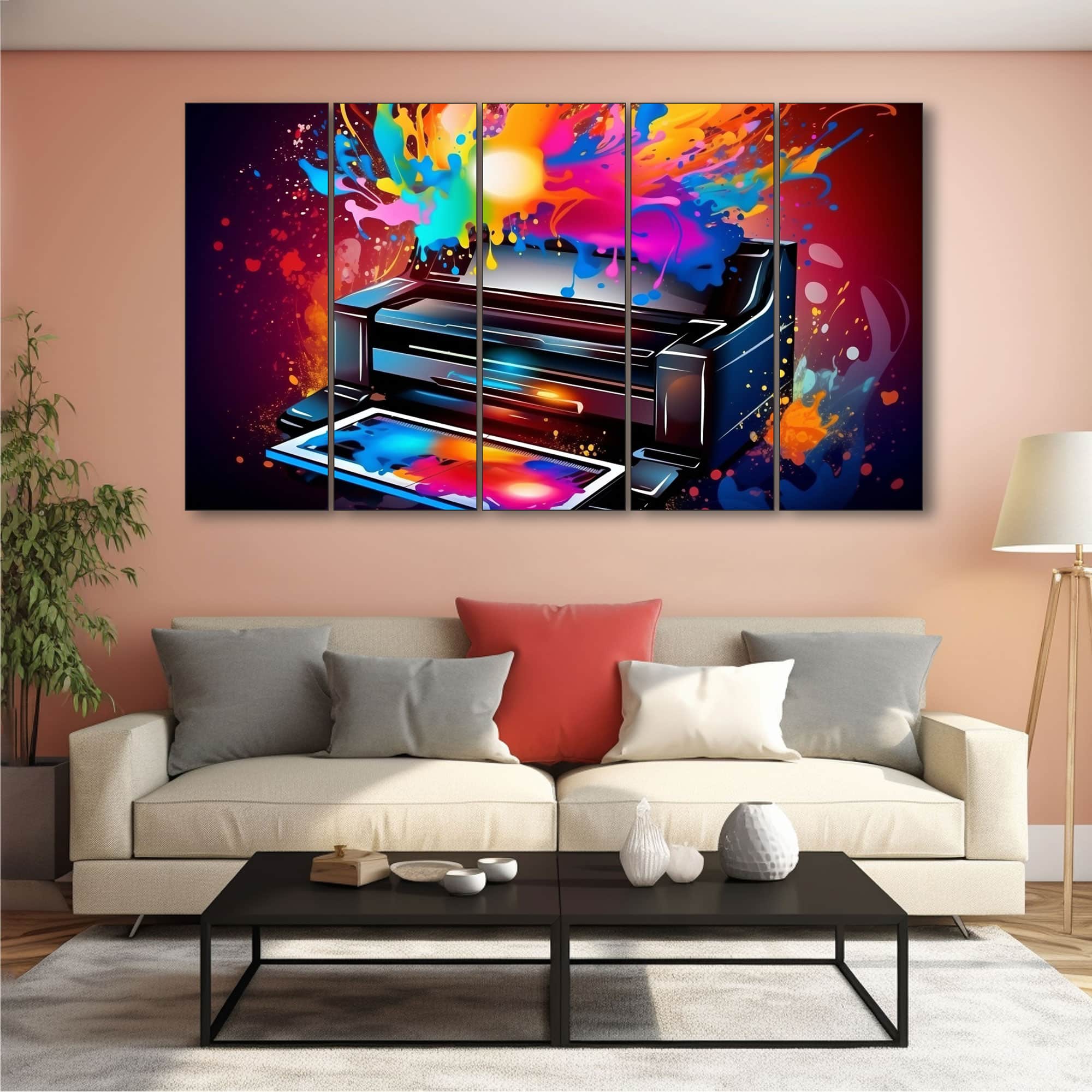 The Castle Decor Abstract Art Wall Painting Wooden Framed Digital Painting 27x48 Inch (Style 19) - The Castle Decor