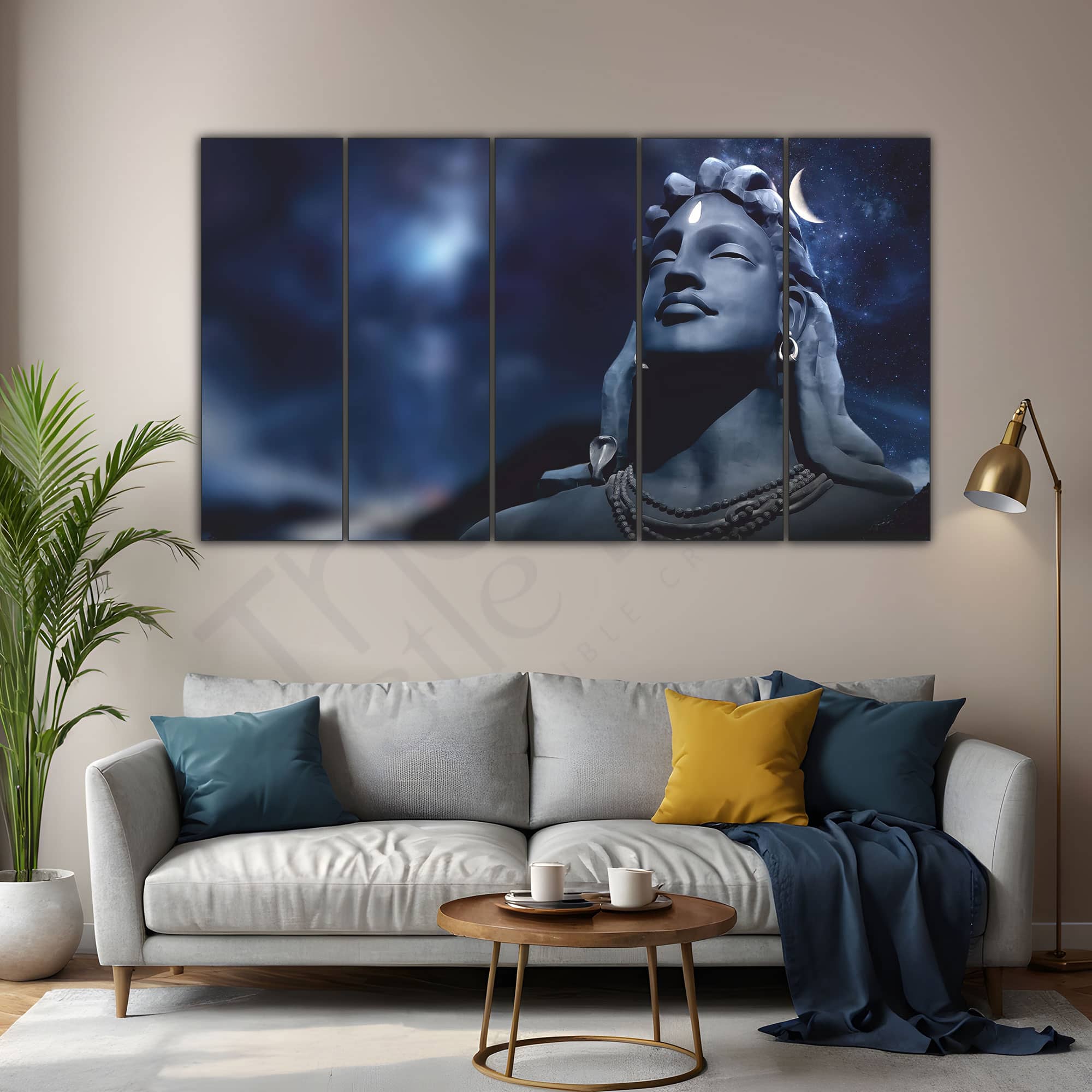 The Castle Decor Lord Shiva Moon Wall Art Set of 5 27x48 Inch - The Castle Decor