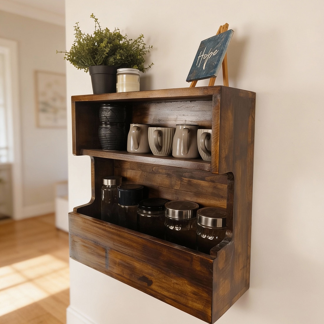 Florentine Wooden Wall Shelf Organiser - Symplify