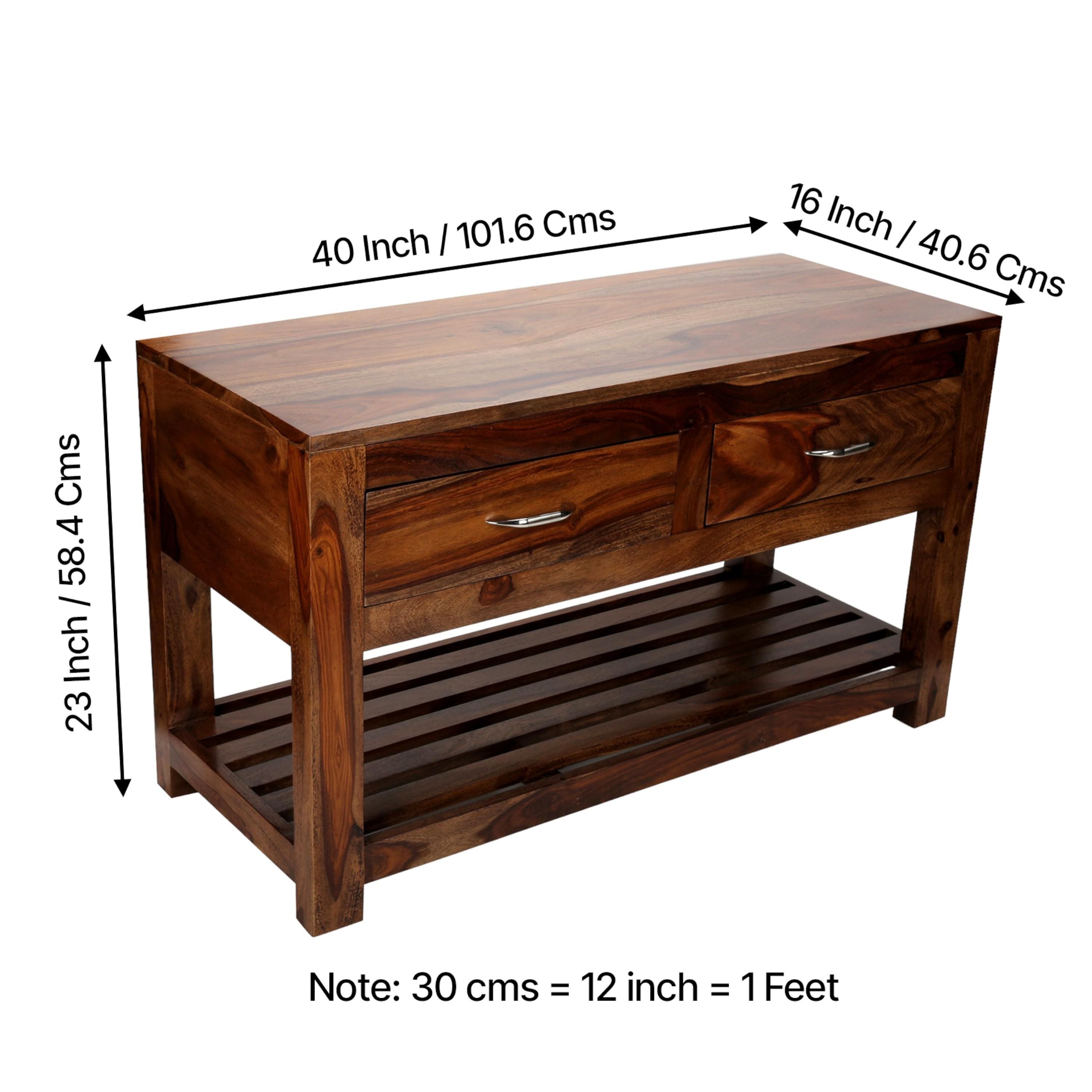 Elder Sheesham Wood Console Table in Teak Finish