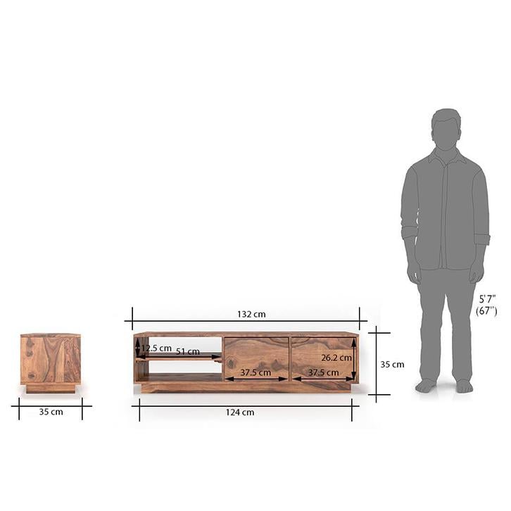 Zephyr Solid Wood TV Unit in Teak Finish