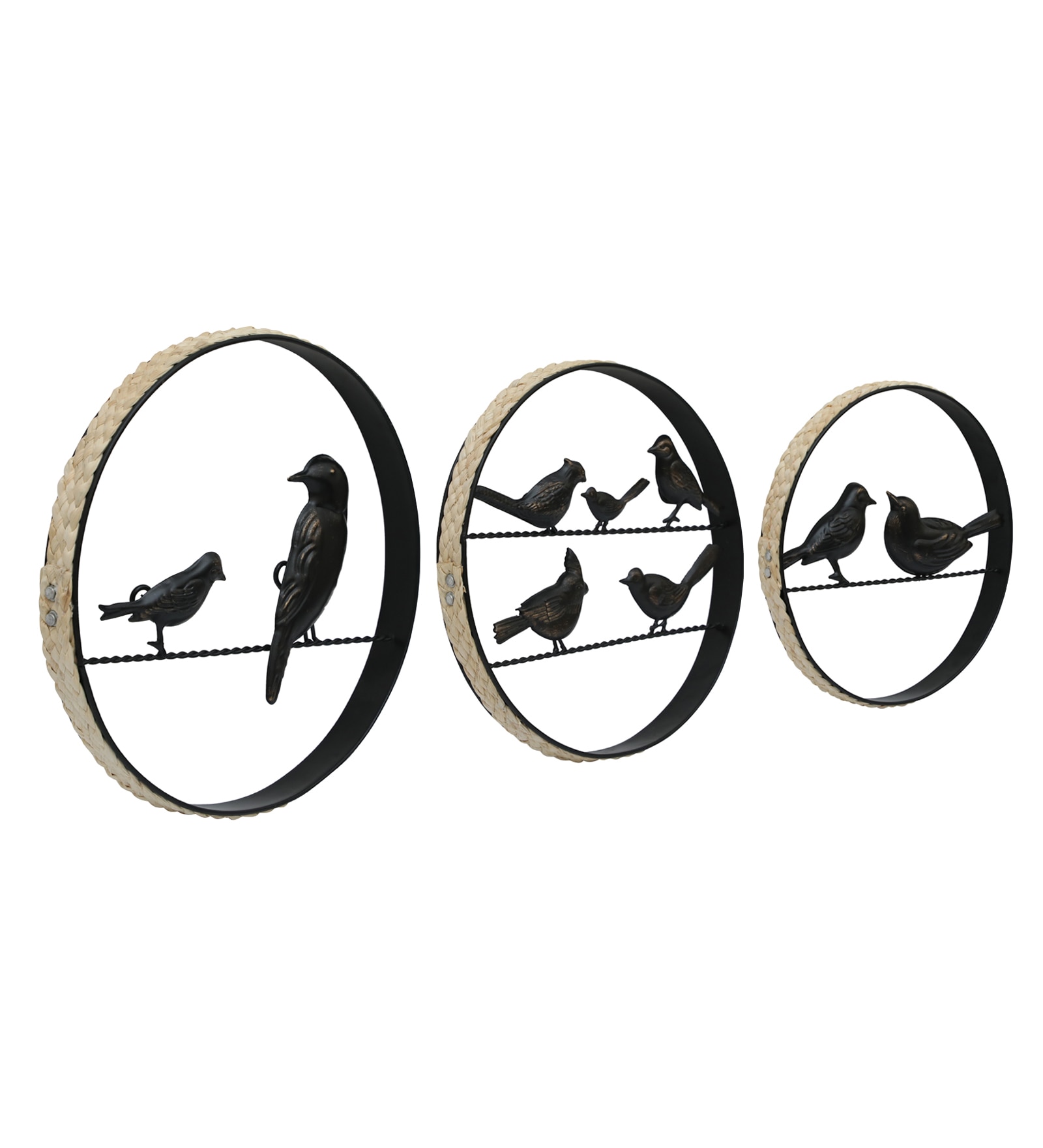 Rattan Abstract Cane Wall Decor in Multicolor Set of 3