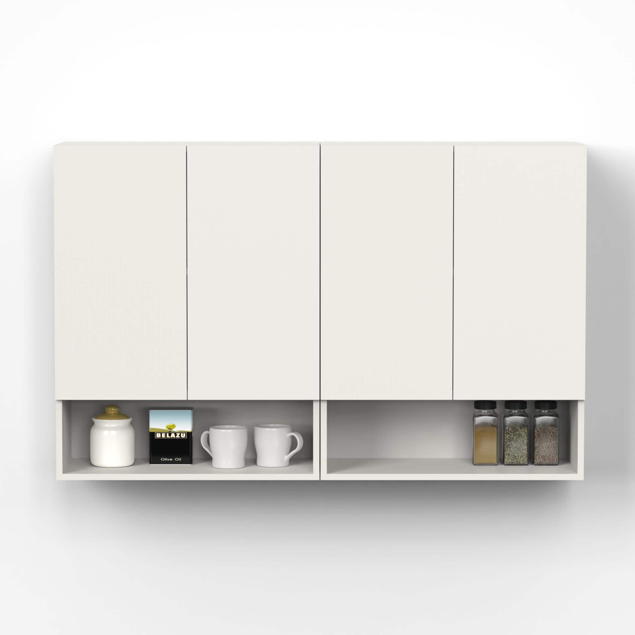 Opryt Engineered Wood Wall Mounted with Shelf Two Kitchen Cabinet Rack In White Finish
