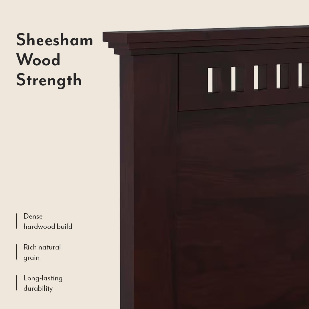 Fidora Solid Wood King Size Hydraulic Storage Bed In Mahogany Finish