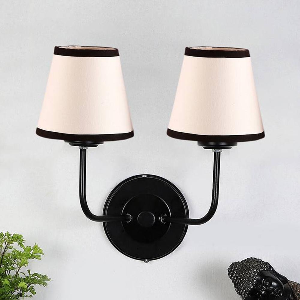 Ash Dual White & Black cotton Wall mounted Lamp Iron Base(KV22)