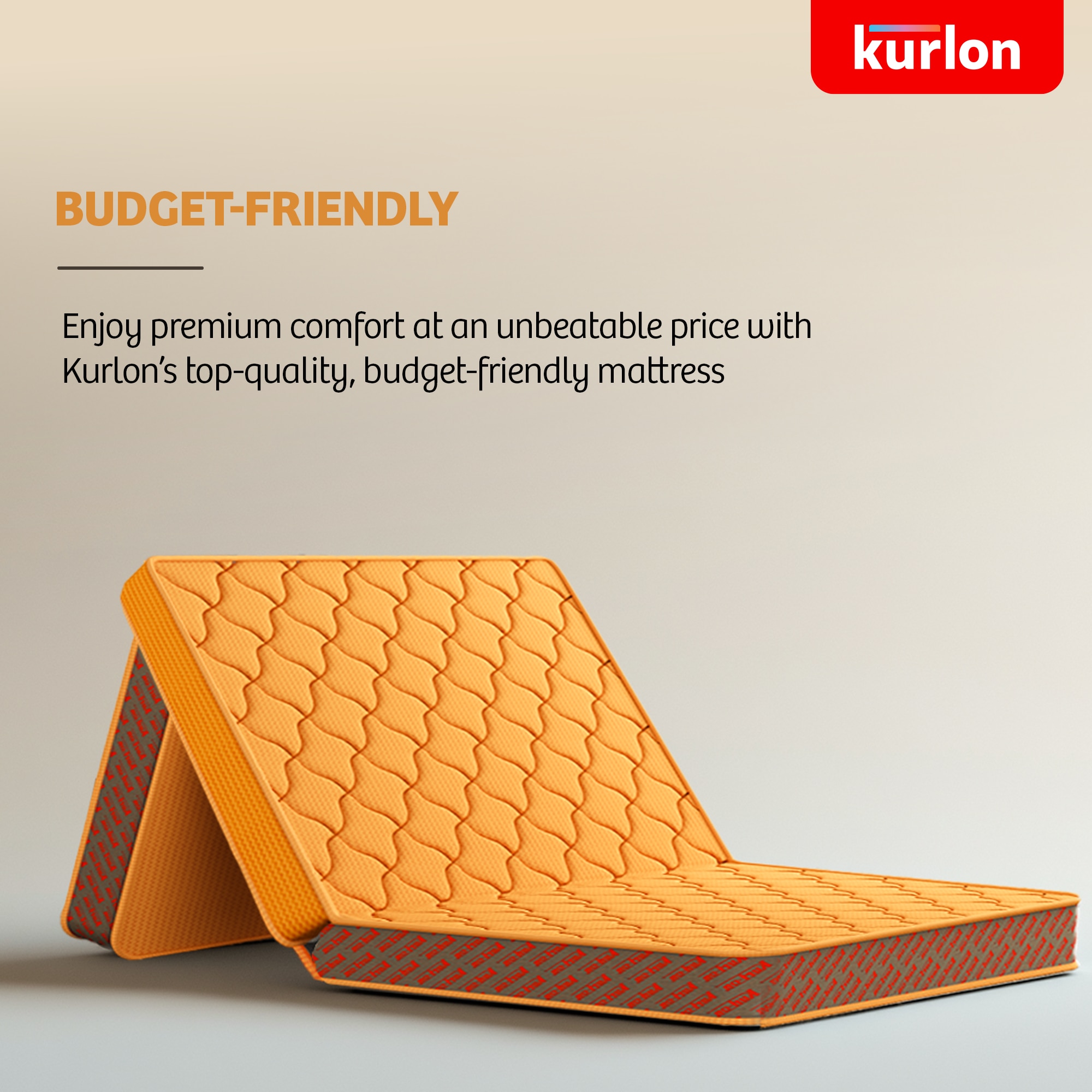 KURLON Aaram Tri-Fold, PU Foam, Compact & Foldable 3 inch Single Coir Mattress (L x W: 78 inch x 36 inch)